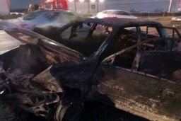 حادثه مرگبار در اتوبان قم – تهران/ پراید آتش گرفت، ۳ نفر جان باختند + عکس